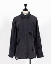 株式会社EUREKA TOPS DENIM DAMEGE SHIRT - BLACK