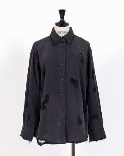 株式会社EUREKA TOPS DENIM DAMEGE SHIRT - BLACK