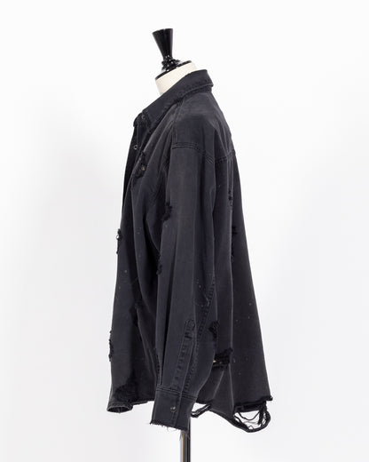 株式会社EUREKA TOPS DENIM DAMEGE SHIRT - BLACK