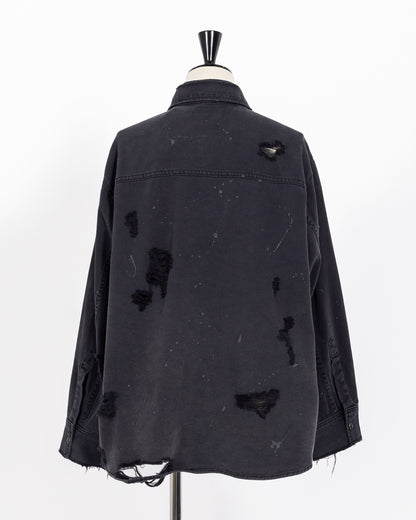 株式会社EUREKA TOPS DENIM DAMEGE SHIRT - BLACK