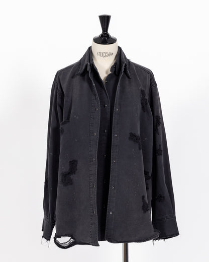 株式会社EUREKA TOPS DENIM DAMEGE SHIRT - BLACK