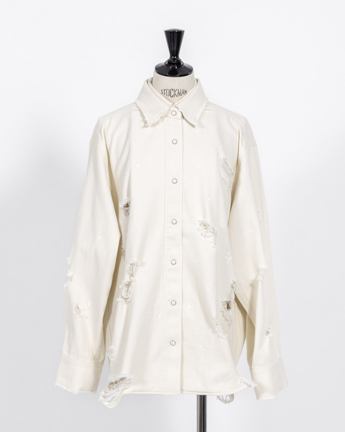 株式会社EUREKA TOPS DENIM DAMEGE SHIRT - WHITE