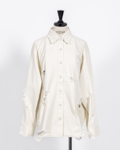 株式会社EUREKA TOPS DENIM DAMEGE SHIRT - WHITE
