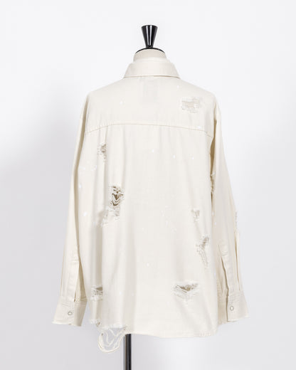 株式会社EUREKA TOPS DENIM DAMEGE SHIRT - WHITE