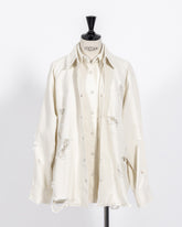 株式会社EUREKA TOPS DENIM DAMEGE SHIRT - WHITE