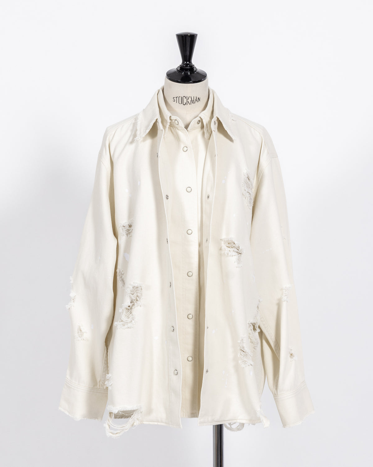 株式会社EUREKA TOPS DENIM DAMEGE SHIRT - WHITE