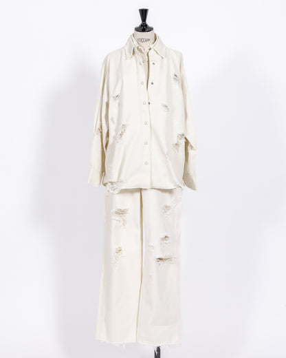 株式会社EUREKA BOTTOMS DENIM DAMEGE PANT - WHITE