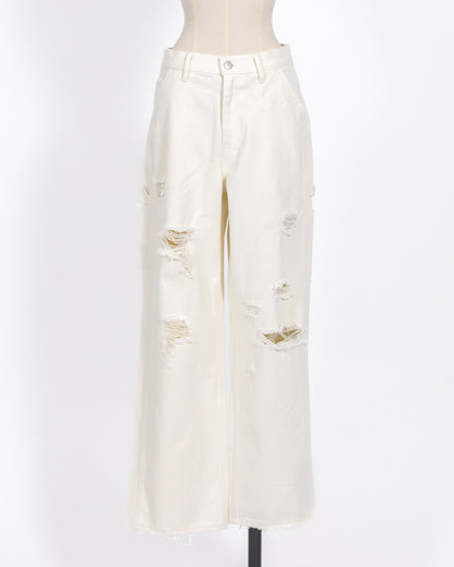 株式会社EUREKA BOTTOMS DENIM DAMEGE PANT - WHITE