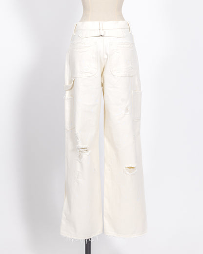 株式会社EUREKA BOTTOMS DENIM DAMEGE PANT - WHITE