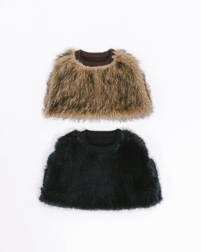 株式会社EUREKA KNIT FUR VEST - BLACK