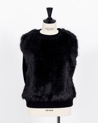 株式会社EUREKA KNIT FUR VEST - BLACK