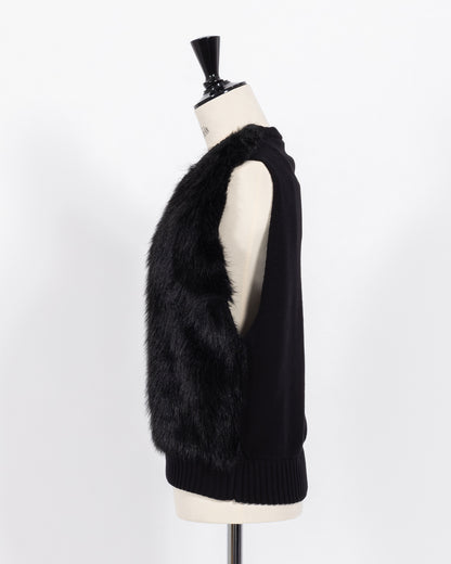 株式会社EUREKA KNIT FUR VEST - BLACK