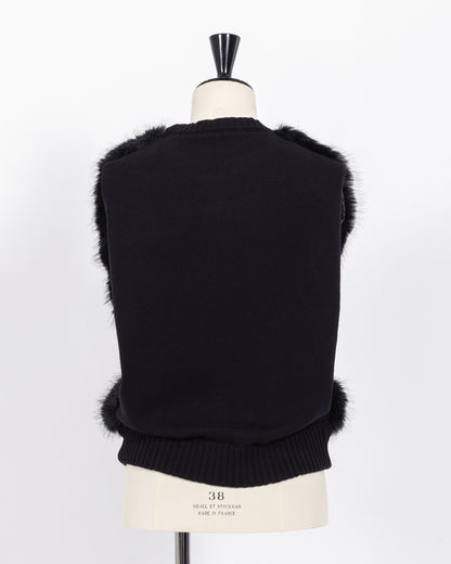 株式会社EUREKA KNIT FUR VEST - BLACK