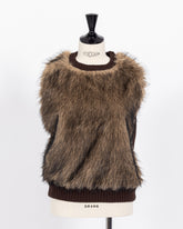 株式会社EUREKA KNIT FUR VEST - BROWN