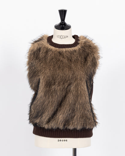 株式会社EUREKA KNIT FUR VEST - BROWN