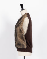 株式会社EUREKA KNIT FUR VEST - BROWN