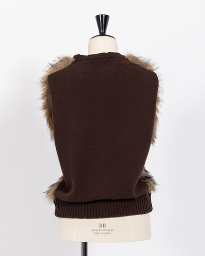 株式会社EUREKA KNIT FUR VEST - BROWN