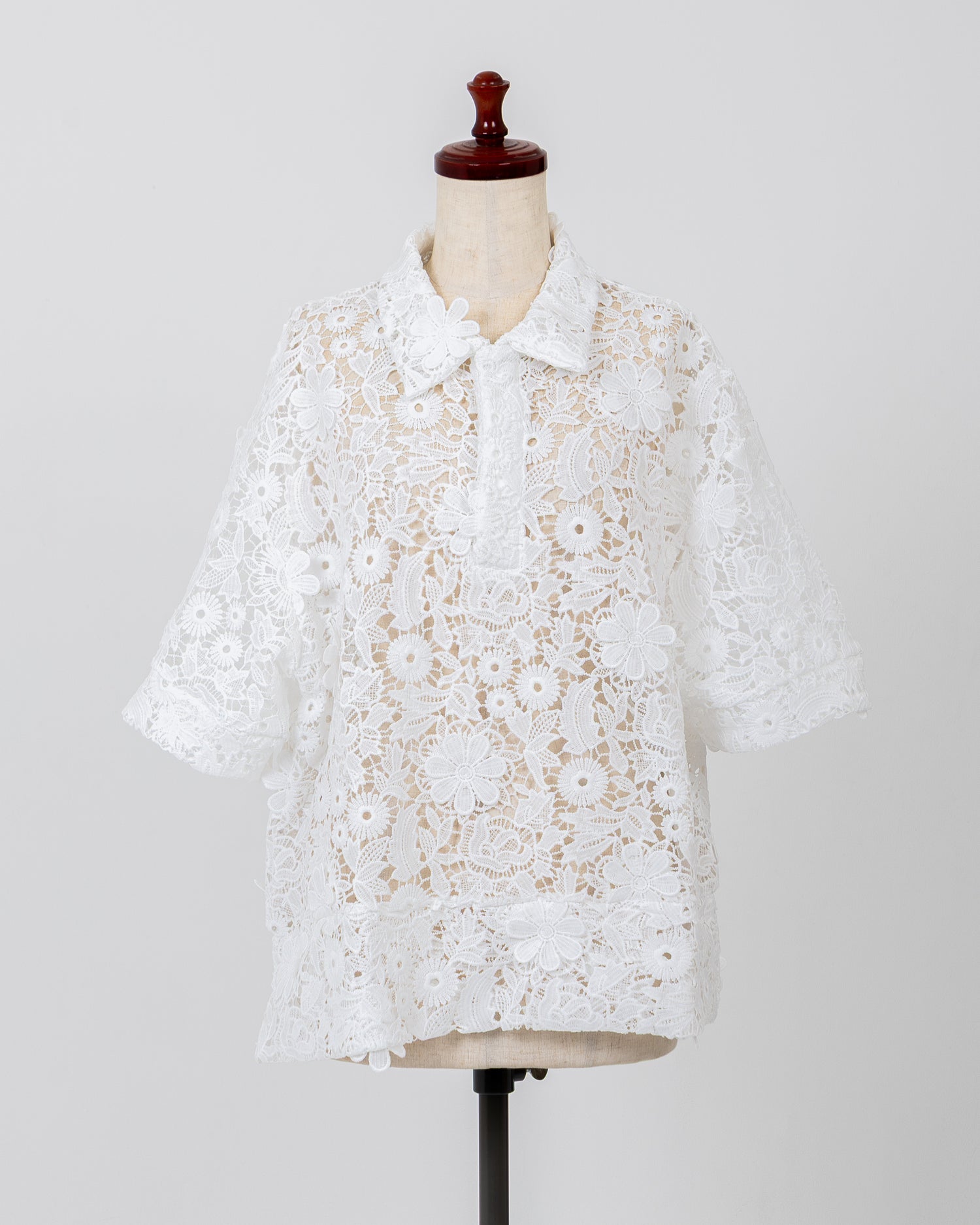 LAYAS - レイヤーズ SHIRT LACE SKIPPER S/S P/O - WHITE