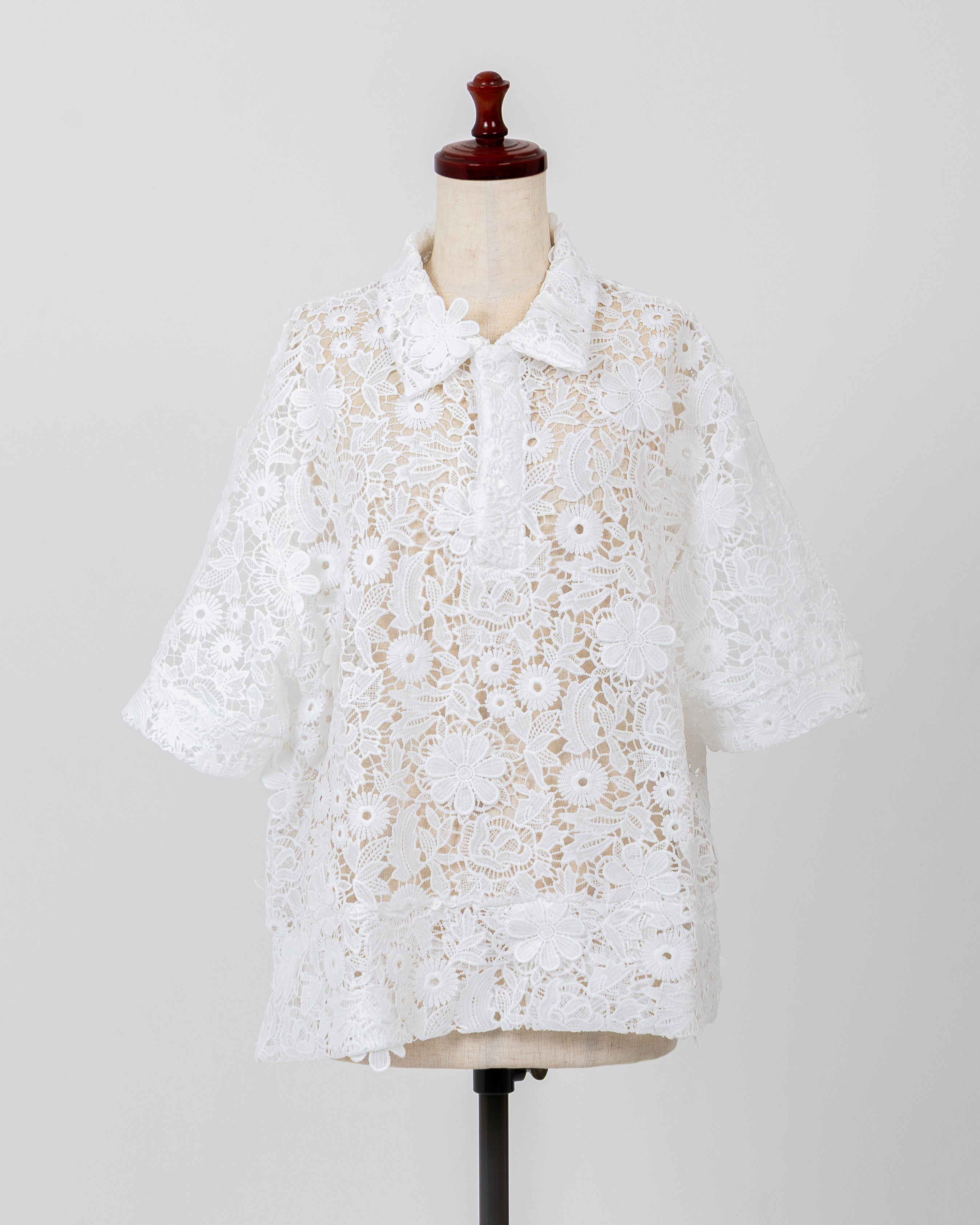 LAYAS - レイヤーズ SHIRT LACE SKIPPER S/S P/O - WHITE
