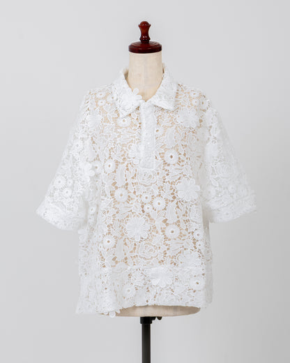 LAYAS - レイヤーズ SHIRT LACE SKIPPER S/S P/O - WHITE