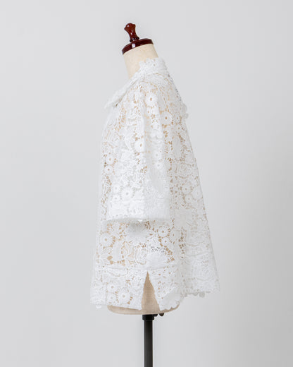 LAYAS - レイヤーズ SHIRT LACE SKIPPER S/S P/O - WHITE