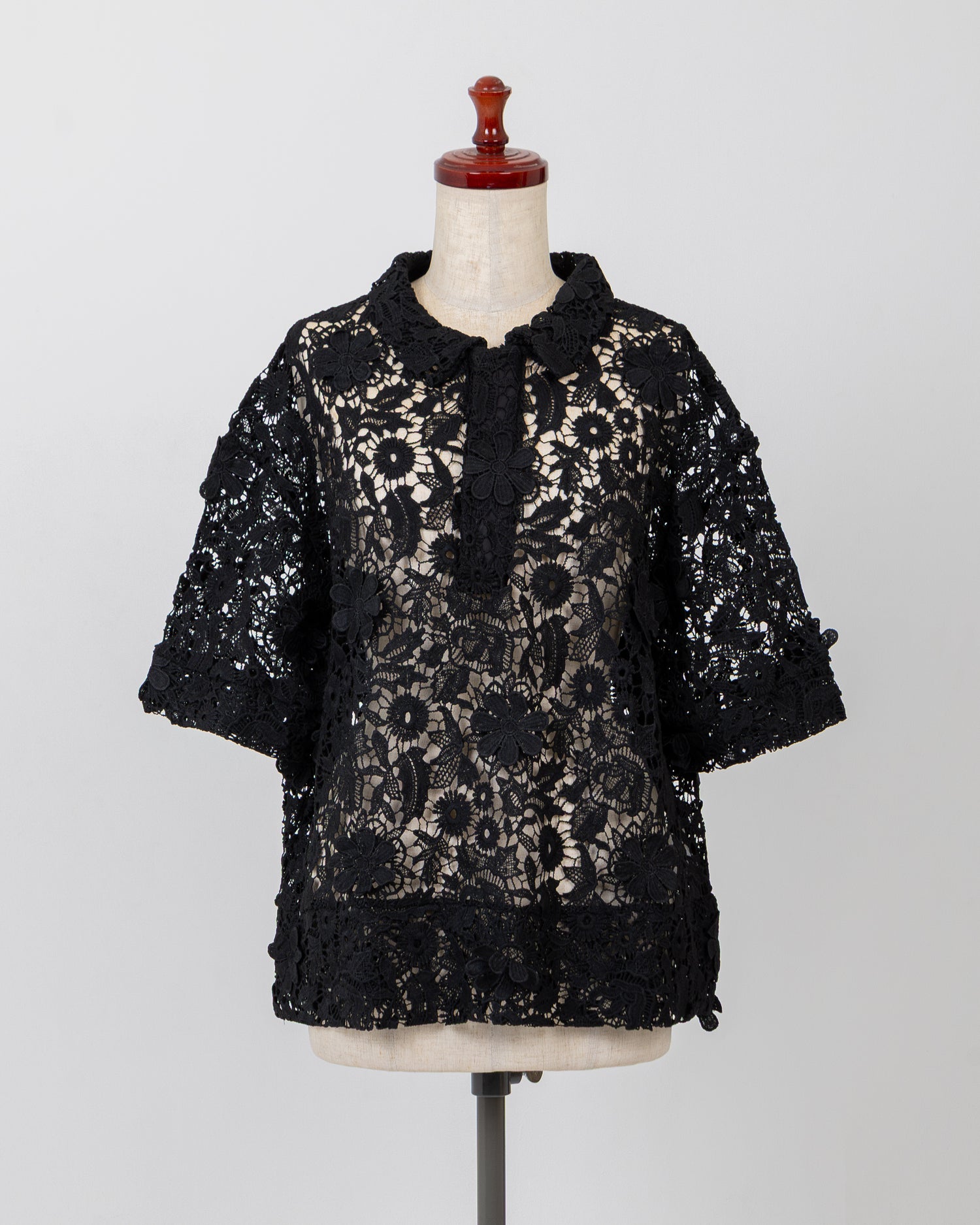 LAYAS - レイヤーズ SHIRT LACE SKIPPER S/S P/O - BLACK