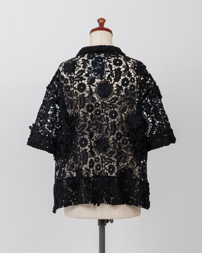 LAYAS - レイヤーズ SHIRT LACE SKIPPER S/S P/O - BLACK