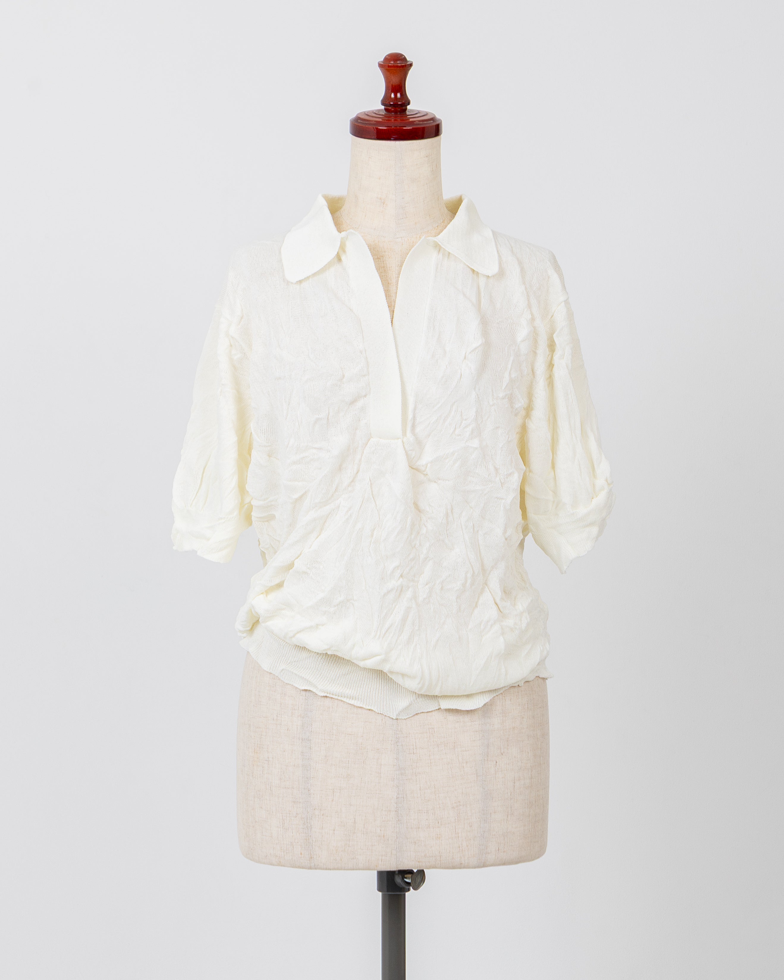 LAYAS - レイヤーズ TOPS SIWA POLO KNIT - WHITE