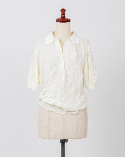 LAYAS - レイヤーズ TOPS SIWA POLO KNIT - WHITE